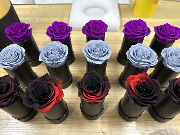 roses sold seperatley. Purple, Grey and Black/red ombre pictured