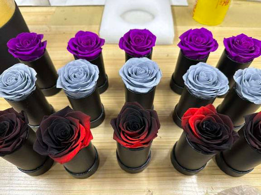 roses sold seperatley. Purple, Grey and Black/red ombre pictured